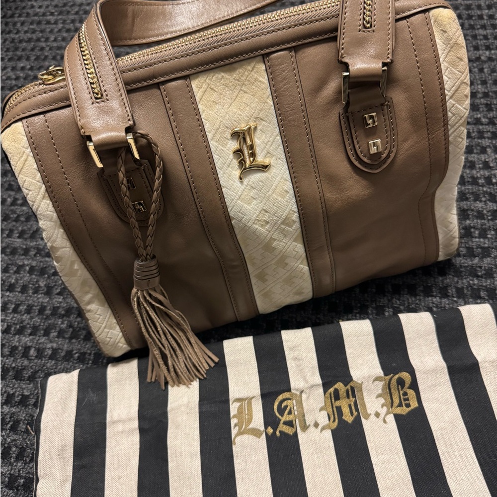 L.A.M.B. By Gwen Stefani Tan and Cream Leather Satchel